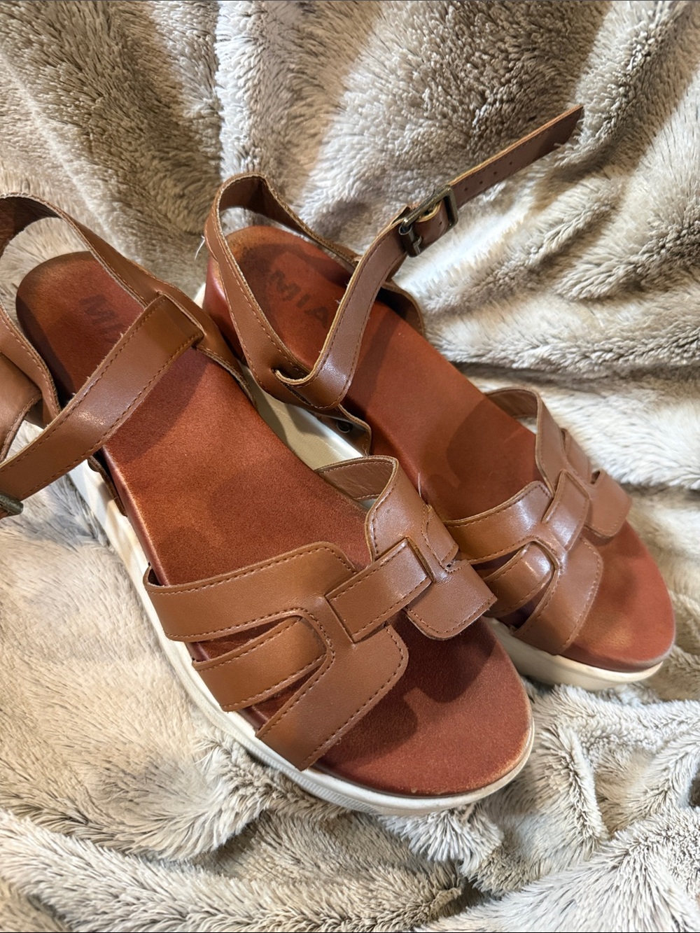 MIA Tan Brown Strappy Platform Sandals